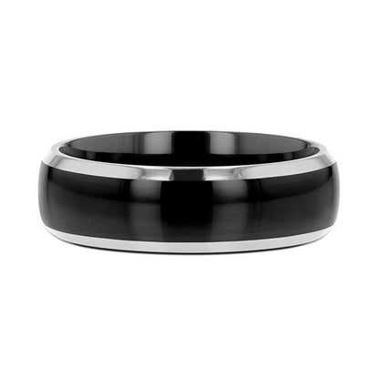 MASERATI Black Tungsten Ring with Polished Domed Beveled Edges - 4mm - 10mm