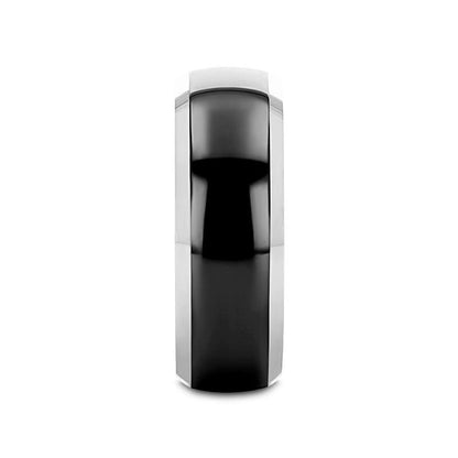 MASERATI Black Tungsten Ring with Polished Domed Beveled Edges - 4mm - 10mm