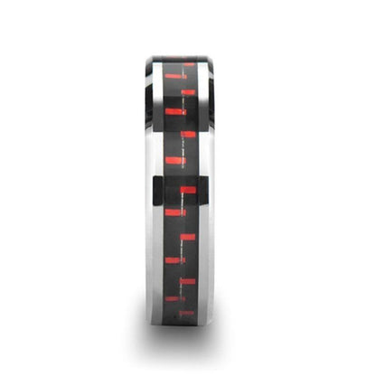 AURELIUS Tungsten Band Inlaid with a Black & Red Carbon Fiber - 6mm & 8mm