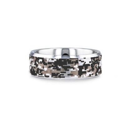 STEALTH Tungsten Carbide Wedding Ring with Engraved Digital Camouflage - 8mm