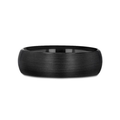 RAIDER Domed Brush Finished Black Tungsten Wedding Band - 2mm - 6mm