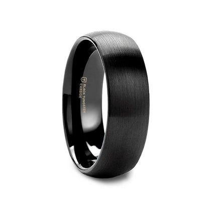 RAIDER Domed Brush Finished Black Tungsten Wedding Band - 2mm - 6mm
