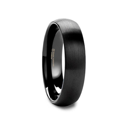 RAIDER Domed Brush Finished Black Tungsten Wedding Band - 2mm - 6mm