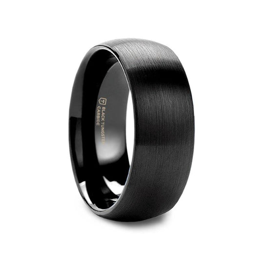 RAIDER Domed Brush Finished Black Tungsten Wedding Band - 8mm - 12mm