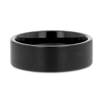 SAN ANTONIO Flat Black Tungsten Carbide Band with Brushed Finish - 4mm - 6mm