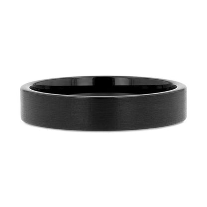 SAN ANTONIO Flat Black Tungsten Carbide Band with Brushed Finish - 4mm - 6mm