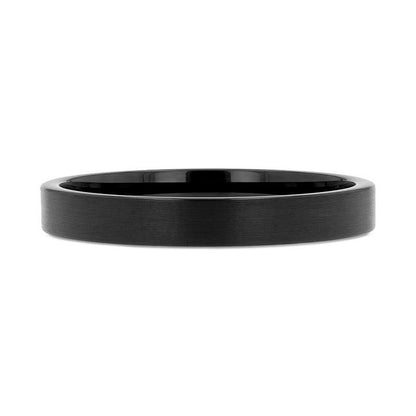 SAN ANTONIO Flat Black Tungsten Carbide Band with Brushed Finish - 4mm - 6mm