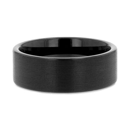 SAN ANTONIO Flat Black Tungsten Carbide Band with Brushed Finish - 8mm - 12mm
