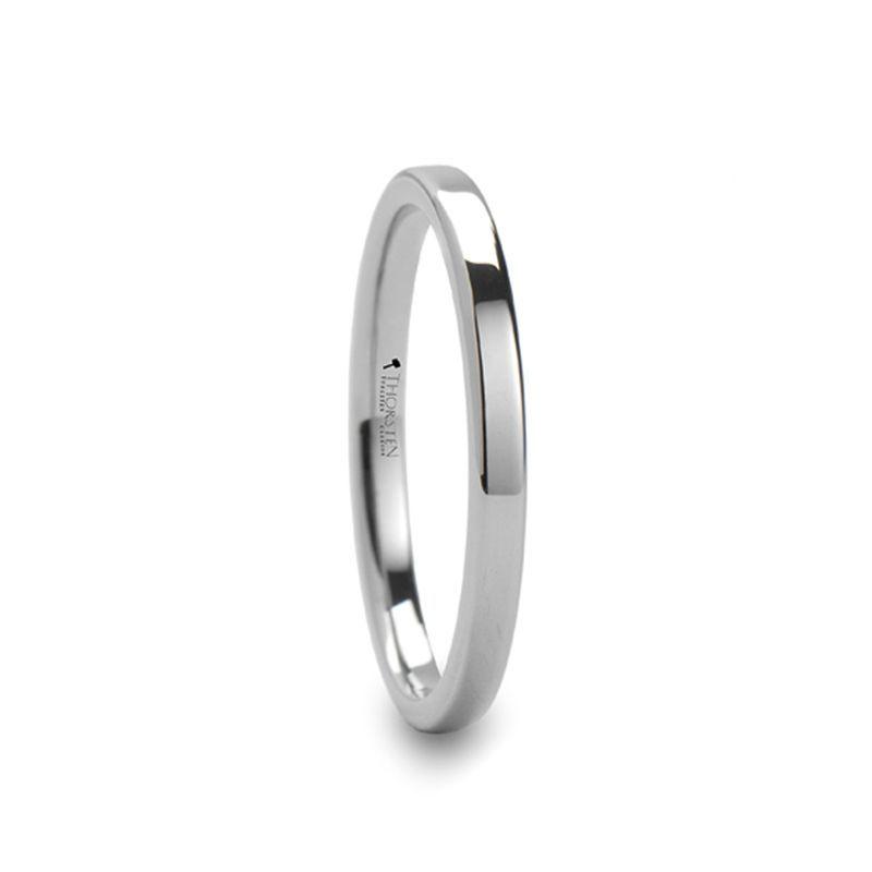 STOCKTON Flat Style White Tungsten Ring - 8mm - 12mm