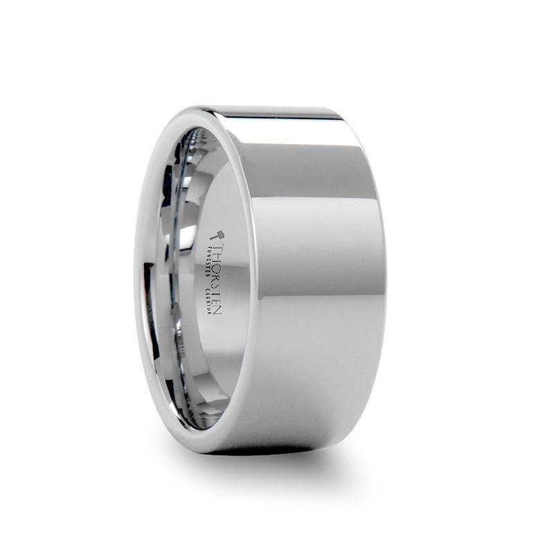 STOCKTON Flat Style White Tungsten Ring - 8mm - 12mm