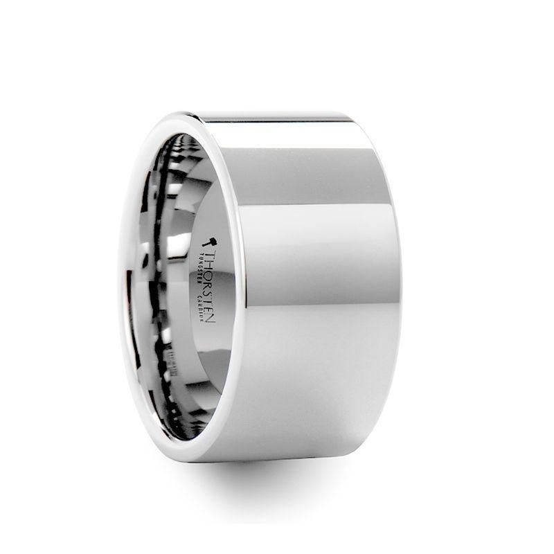 STOCKTON Flat Style White Tungsten Ring - 8mm - 12mm