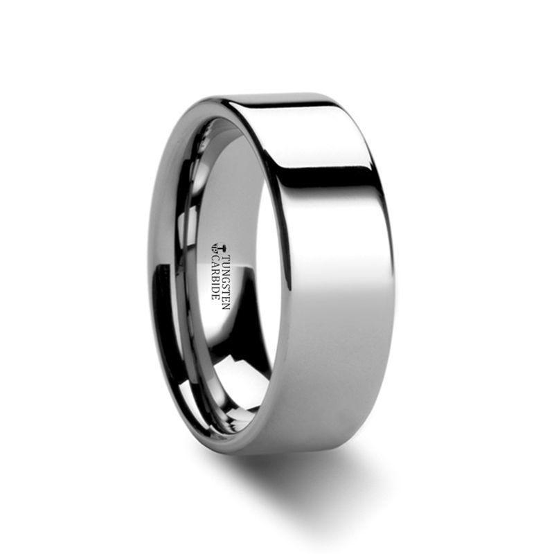 STOCKTON Flat Style White Tungsten Ring - 8mm - 12mm