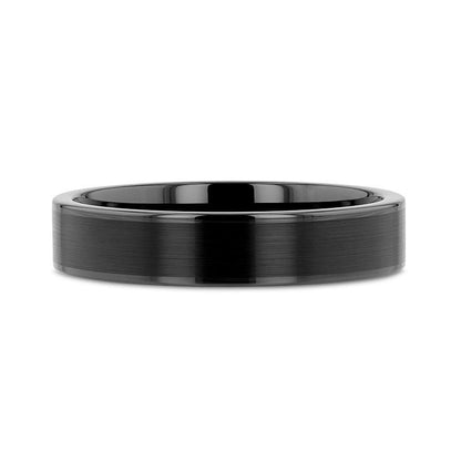 VULCAN Flat Black Tungsten Ring with Brushed Center & Polished Edges - 4mm - 6mm