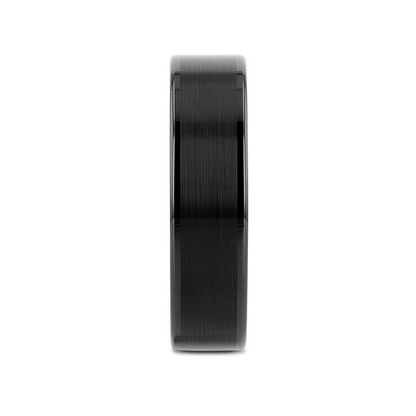 VULCAN Flat Black Tungsten Ring with Brushed Center & Polished Edges - 4mm - 6mm