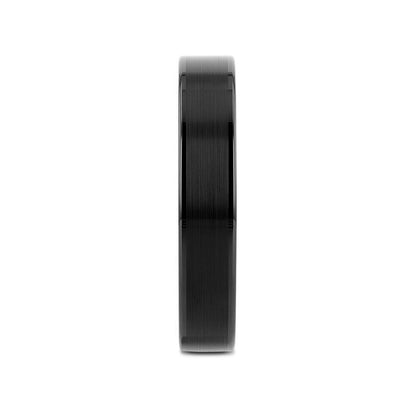 VULCAN Flat Black Tungsten Ring with Brushed Center & Polished Edges - 4mm - 6mm