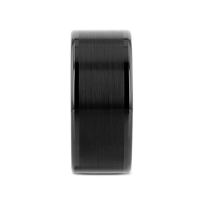 VULCAN Flat Black Tungsten Ring with Brushed Center & Polished Edges - 8mm - 12mm