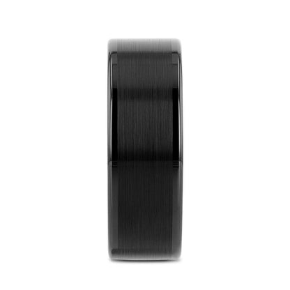VULCAN Flat Black Tungsten Ring with Brushed Center & Polished Edges - 8mm - 12mm