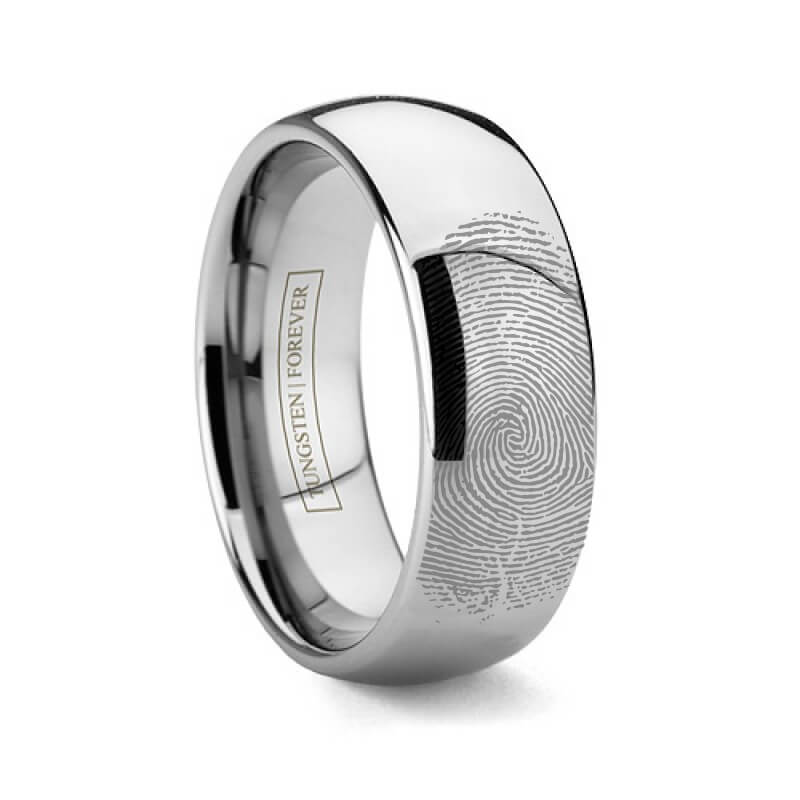 Fingerprint wedding clearance band tungsten