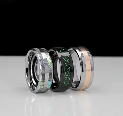 Tungsten Inlaid Rings
